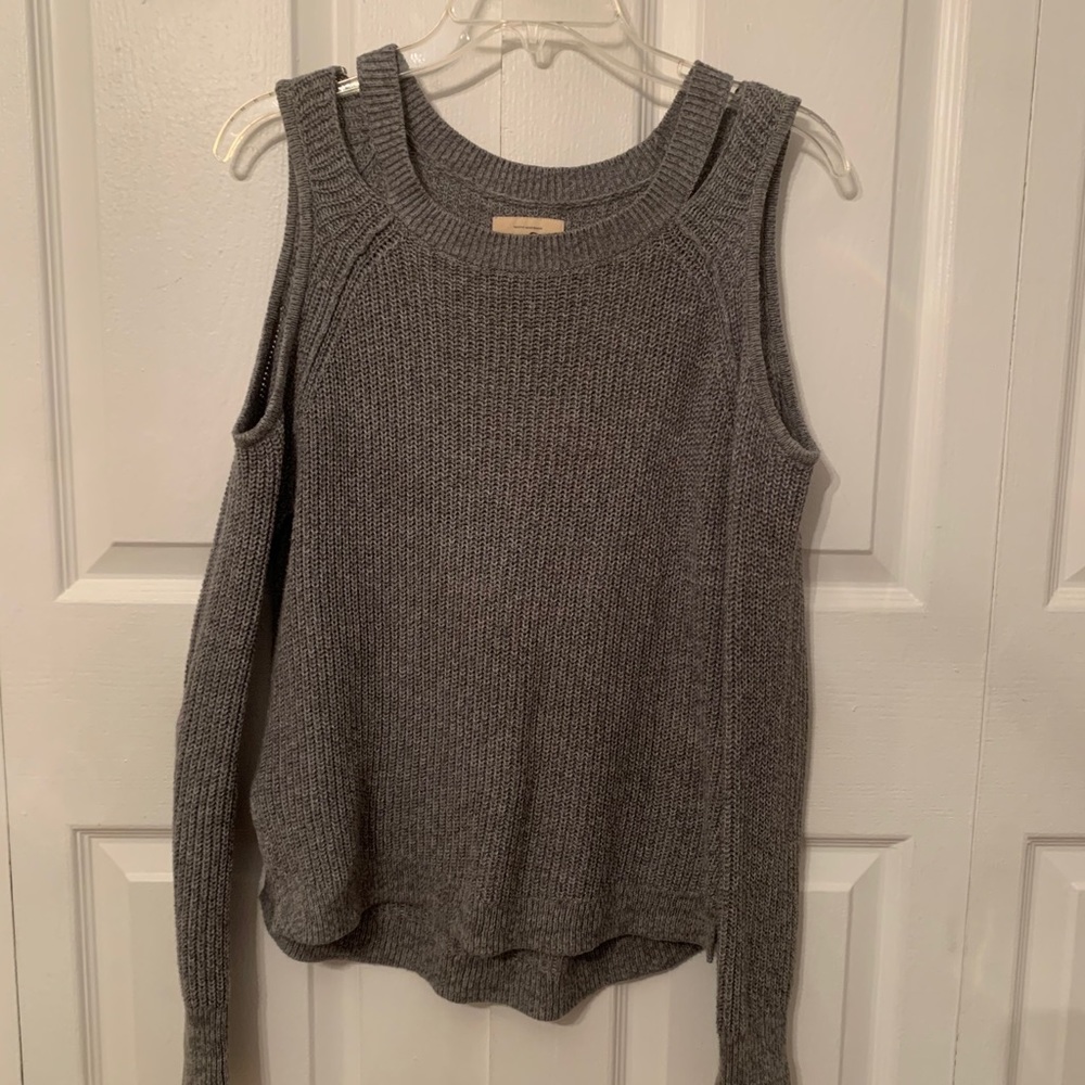Hollister Gray Cable-Knit Cold Shoulder Sweater